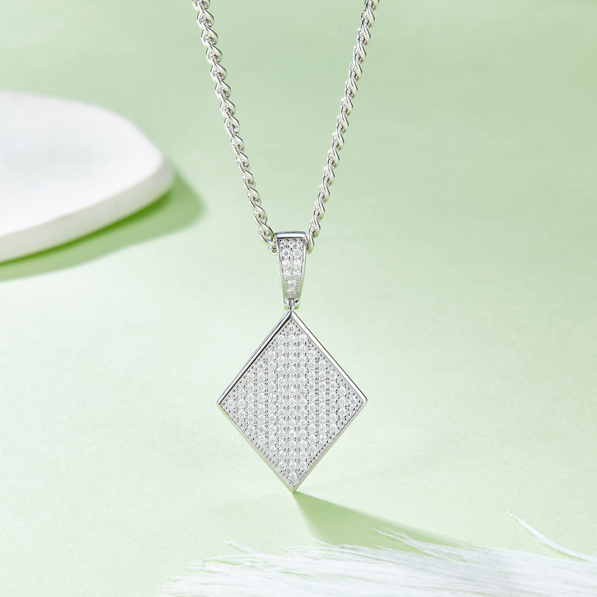 Moissanite Pave Diamond-Shape Pendant – S925 (No Chain) – view 3