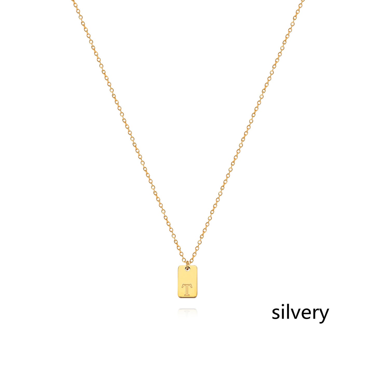Stainless Steel Simple 26 Letter Tag Pendant Necklace – view 47