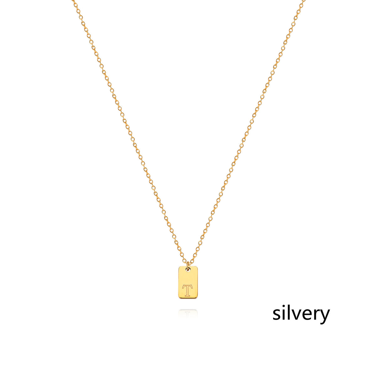 Stainless Steel Simple 26 Letter Tag Pendant Necklace – view 47