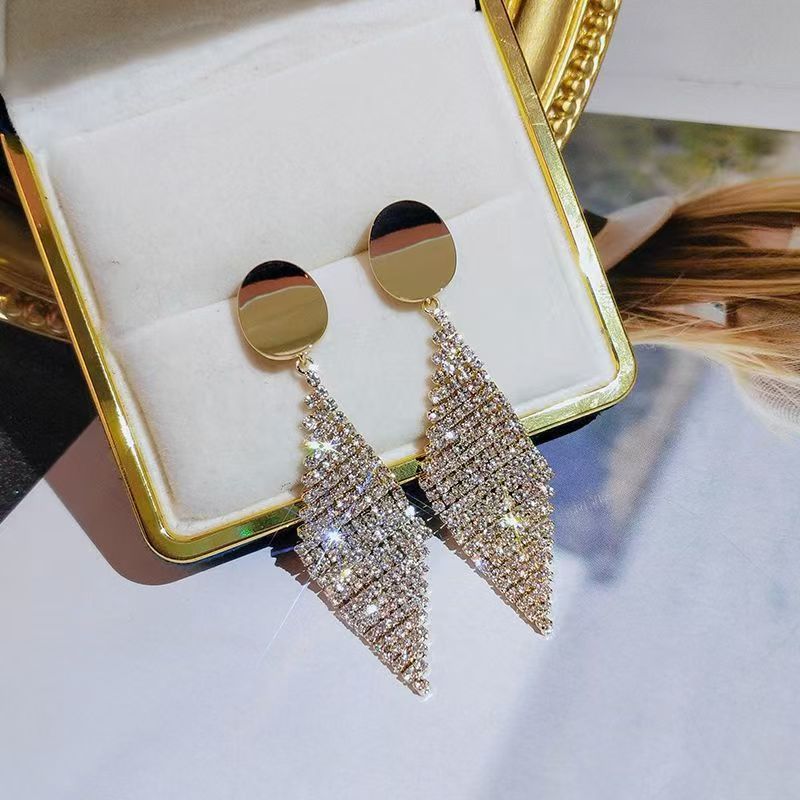 Rhinestone Pave Rhombus Statement Earrings – view 2