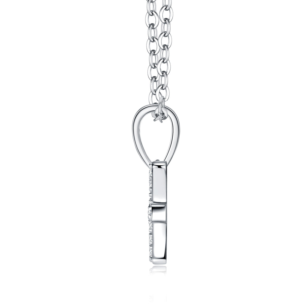 Pisces moissanite zodiac necklace with platinum-plated finish – view 2