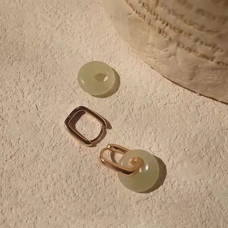 Peace Buckle Oval Hoop Earrings – Chinese Style – view 4