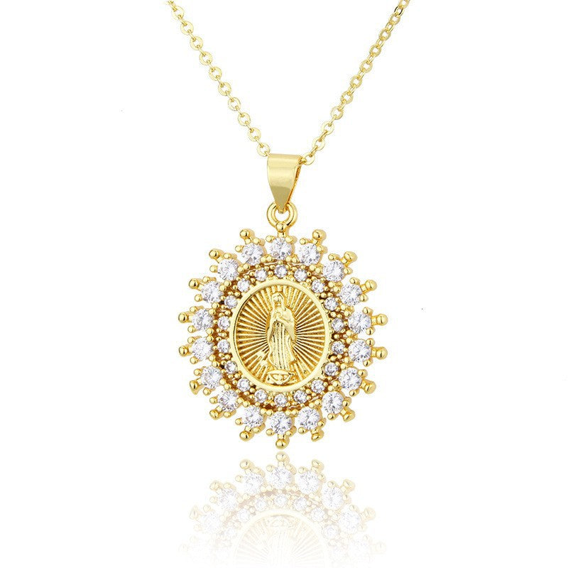 Trendy Religious Necklace – Madonna Cross Charm A – view 4