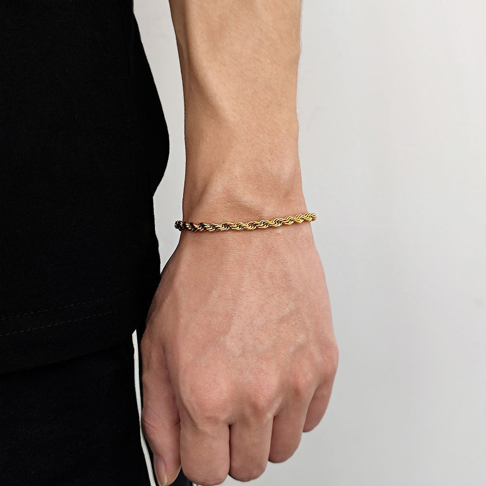 Fashion 18K Gold Button Chain Stainless Steel Twist Bracelet For Men – view 8