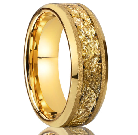 8mm Tungsten Steel Gold Sandblasting Electric Gold Ring – view 6