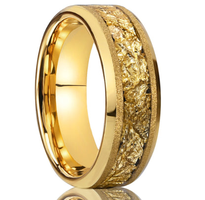 8mm Tungsten Steel Gold Sandblasting Electric Gold Ring – view 6