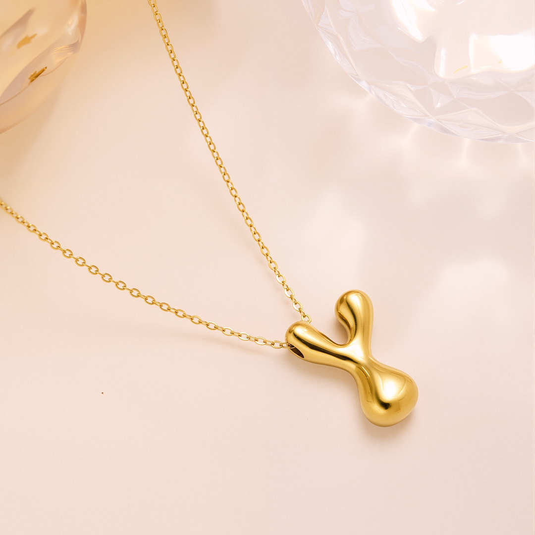 New Titanium Steel 18K Gold-Plated 26-Letter Necklace For Women – view 21