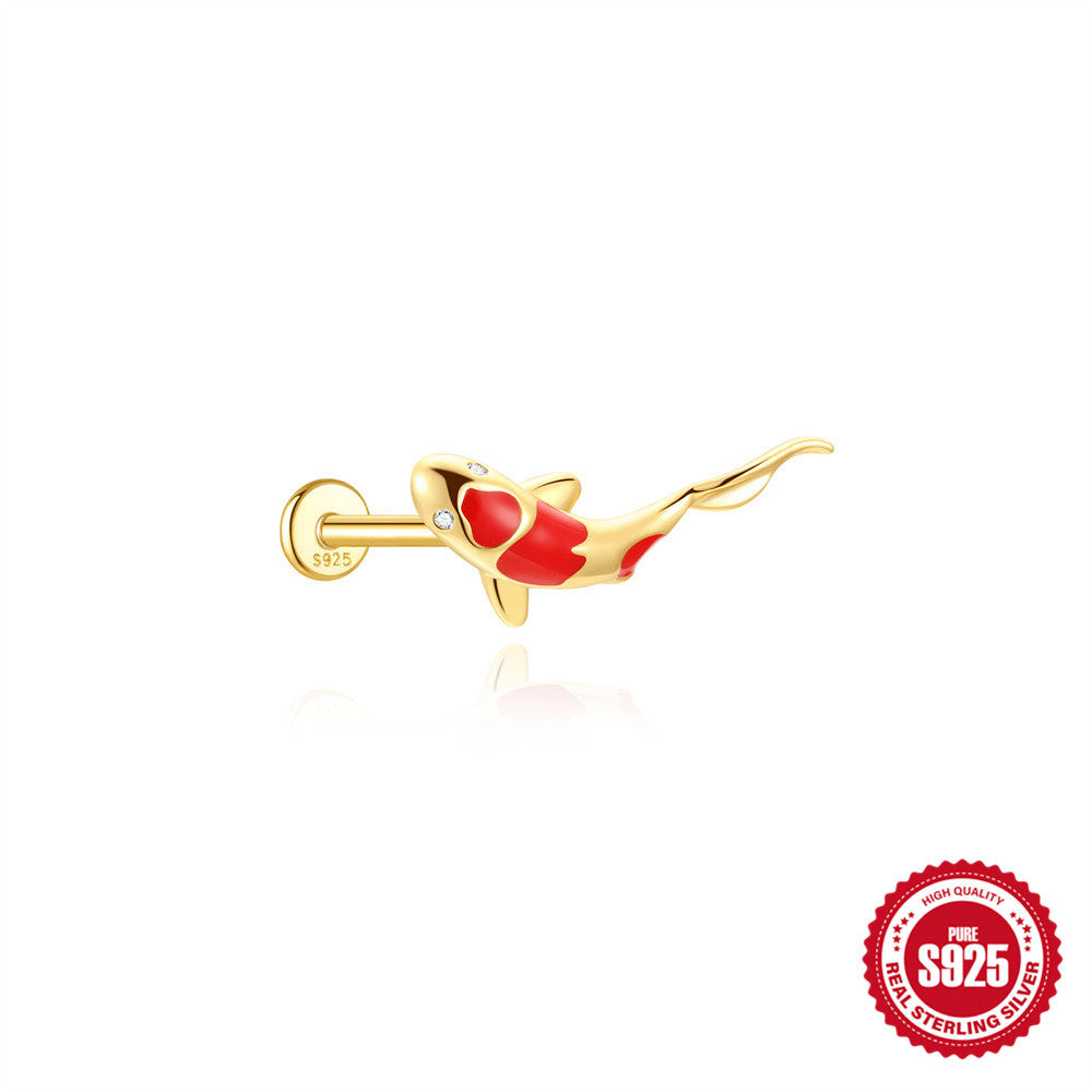 Koi Fish Helix Piercing Stud – S925 Sterling Silver – view 5