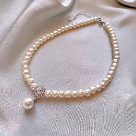 18k Solid Gold Plated Pearl Necklace For Women