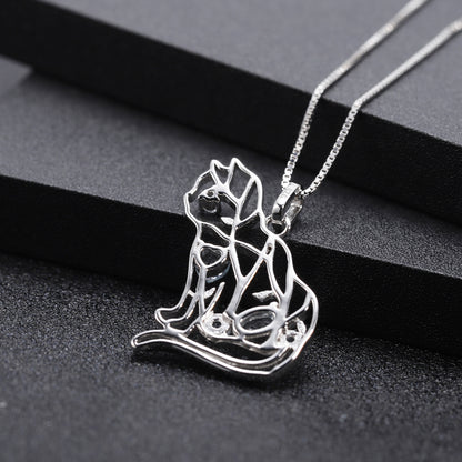Geometric gemstone pendant necklace with silver-tone chain – view 4