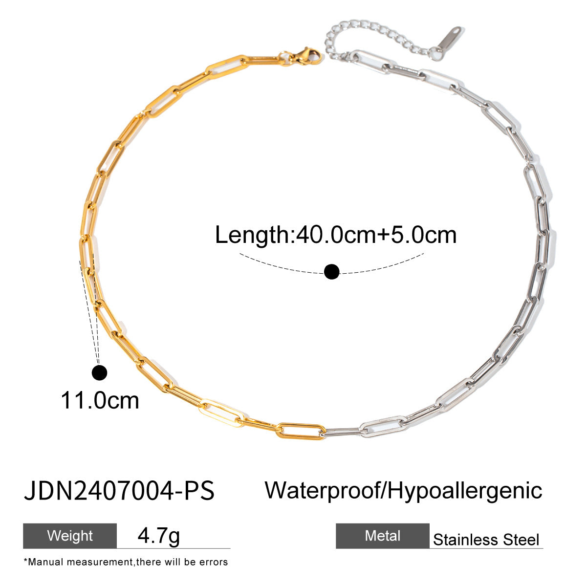 18K Gold And Stainless Steel Two-tone Chain Necklace Accessory For Women – view 8