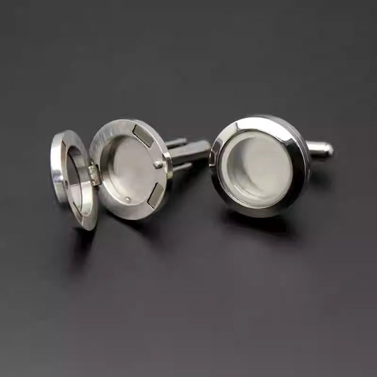 Men's Stainless Steel Round Cufflinks For Formal French-Collar Shirts