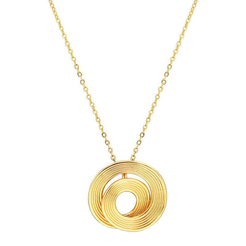 Circular Gold Pendant Necklace – Minimalist Designer Style – view 2