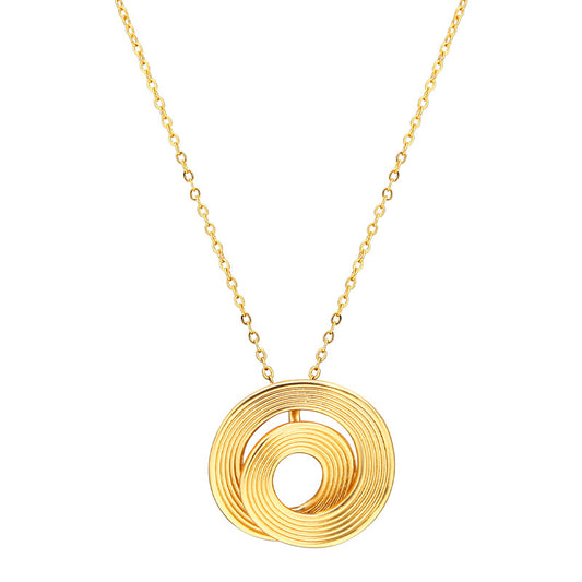 Circular Gold Pendant Necklace – Minimalist Designer Style – view 2