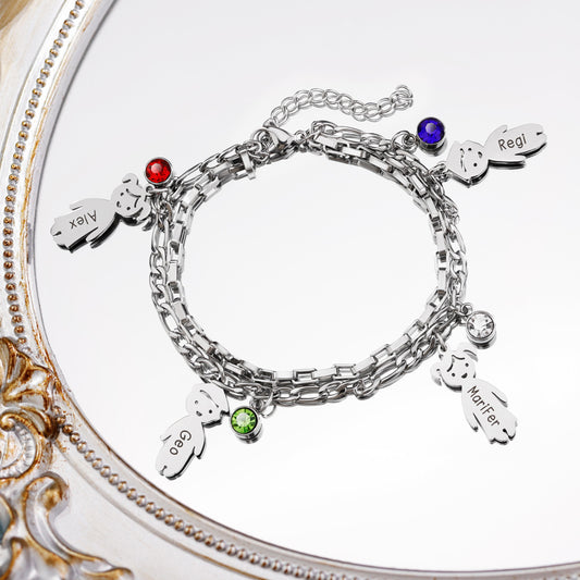Engraved Stainless Steel Double-layer Bracelet
