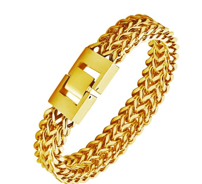 Double Layer Chain Bracelet – Gold Stainless Steel, Unisex – view 6
