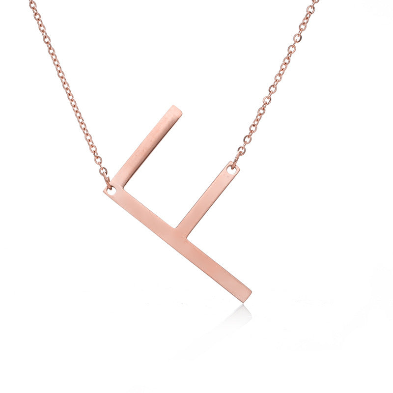 Fabulous Rose Gold Plated Stainless Steel Initial Letter Pendant Necklace – view 64
