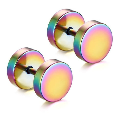 8mm Barbell Ear Studs – Stainless Steel, Punk Gothic – view 4