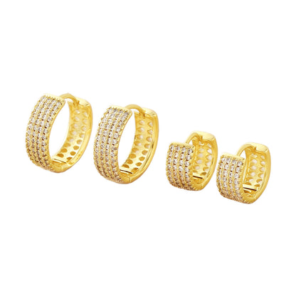 Geometric Wide Hoop Earrings — Gold-Plated Copper & Zircon