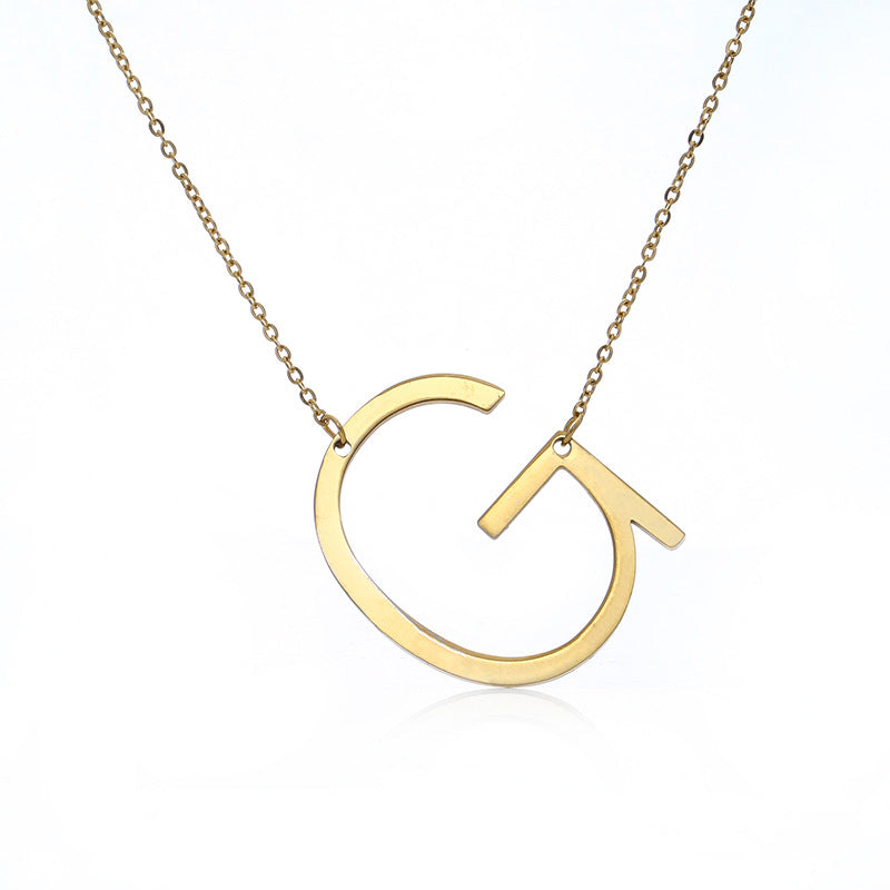 Fabulous Rose Gold Plated Stainless Steel Initial Letter Pendant Necklace – view 26