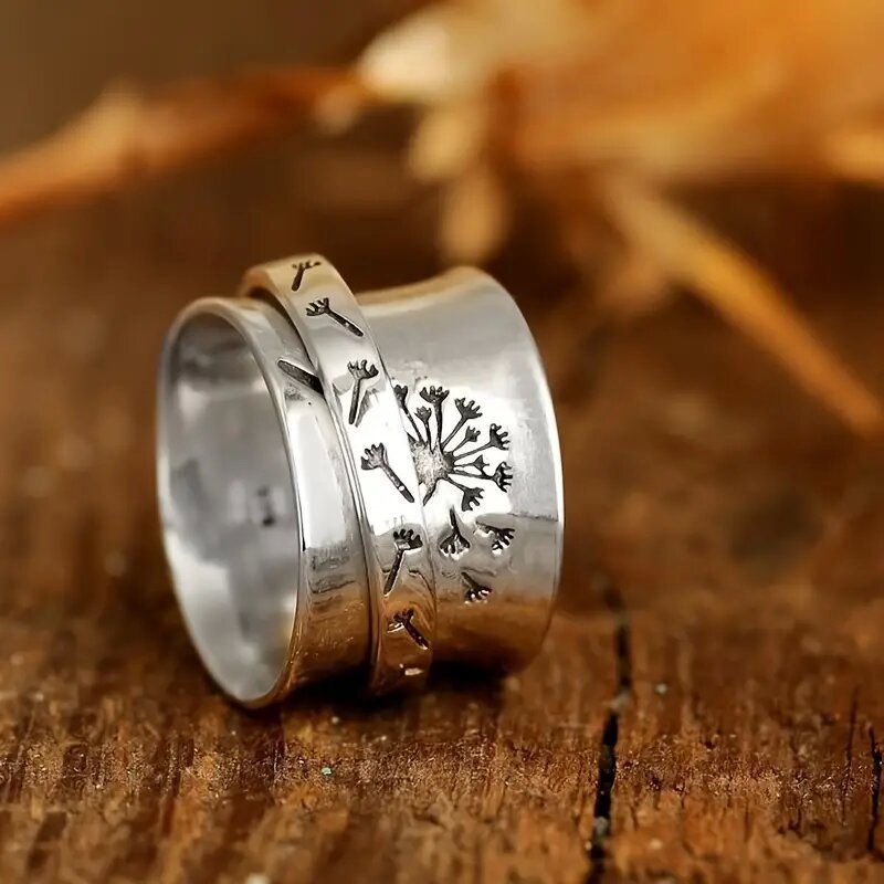 Carved Dandelion Ring Simple Stylish And Botanical – view 3