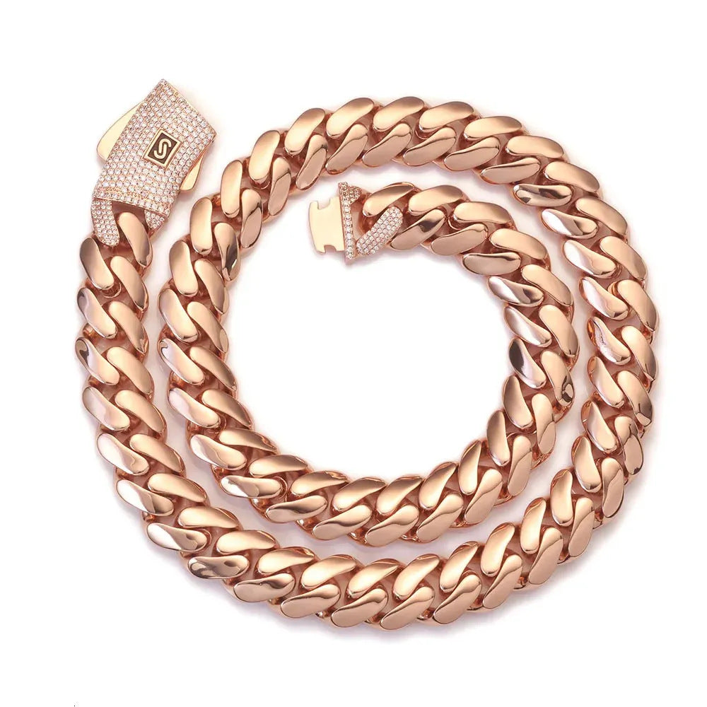 Gold-Tone Chain Necklace – Titanium Steel, 10–14 mm