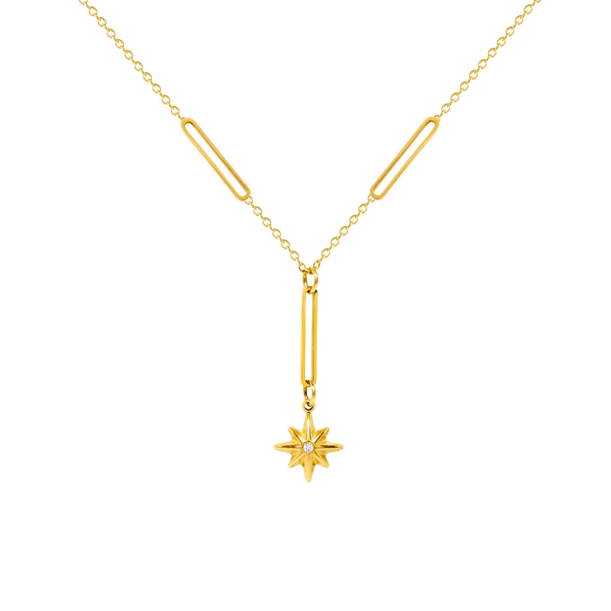 Six-Point Star Necklace – 18K Gold-Plated Titanium Steel