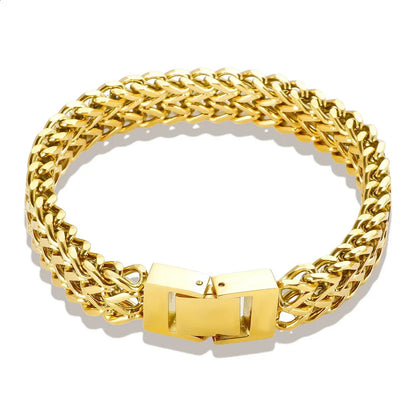 Gold-Tone Double-Layer Chain Bracelet – Stainless Steel