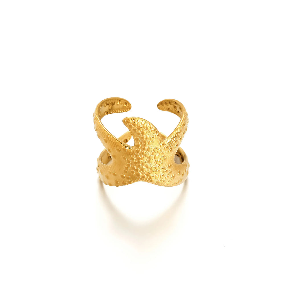 Coastal Motif Open Ring – 18K Gold-Plated Stainless Steel