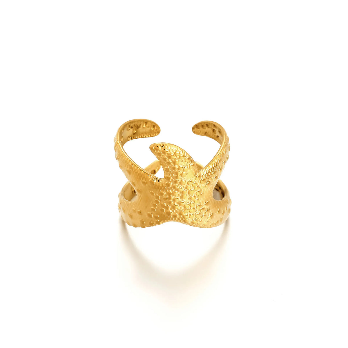 Coastal Motif Open Ring – 18K Gold-Plated Stainless Steel