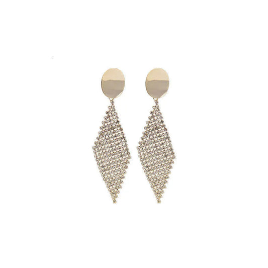 Rhinestone Pave Rhombus Statement Earrings