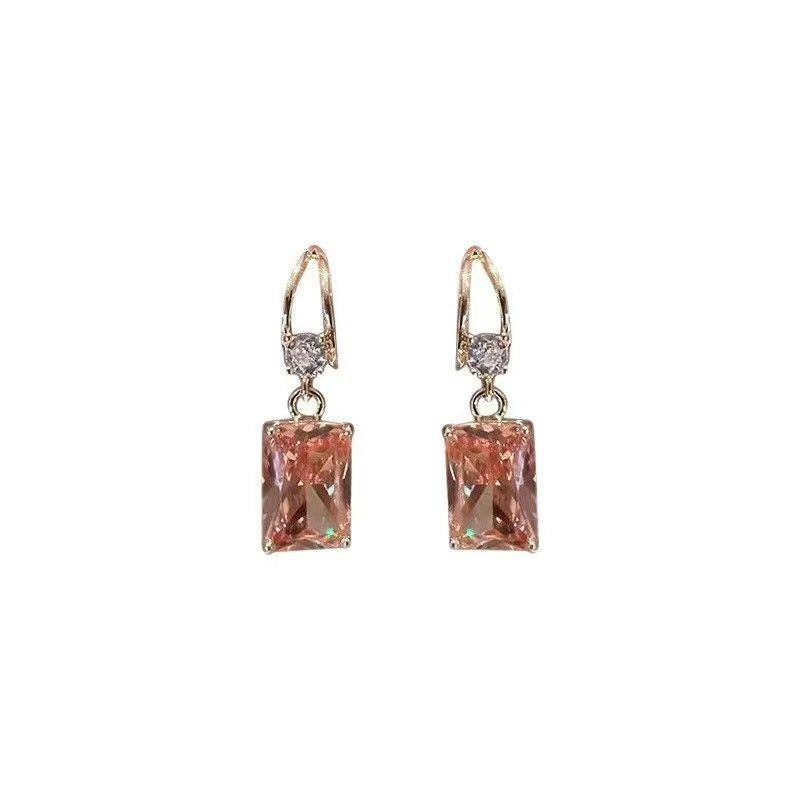 Peach Rhinestone Dangle Earrings – Twisted Gold Hook