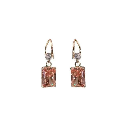 Peach Rhinestone Dangle Earrings – Twisted Gold Hook
