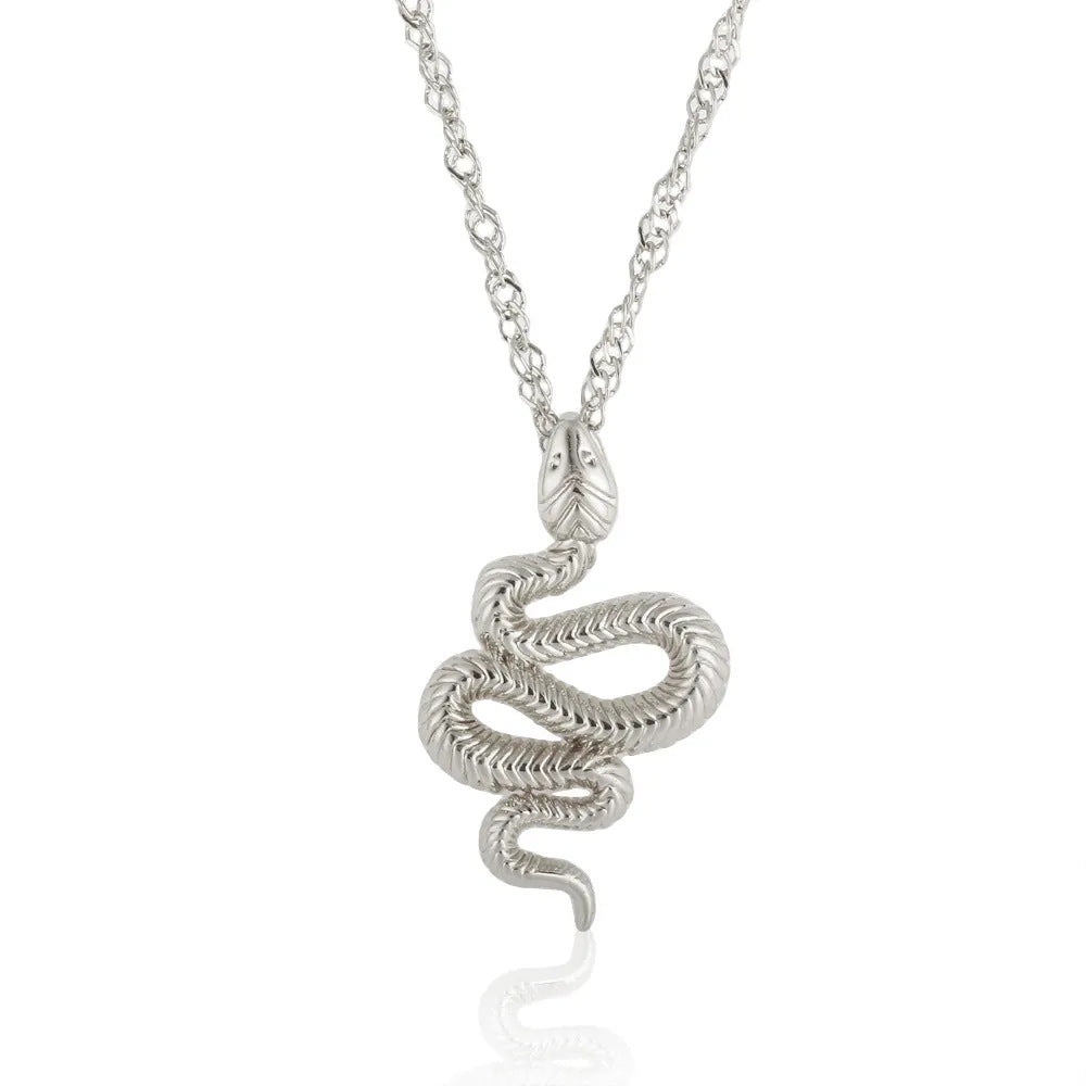 Snake Zodiac Pendant Necklace – Gold & Silver Stainless Steel