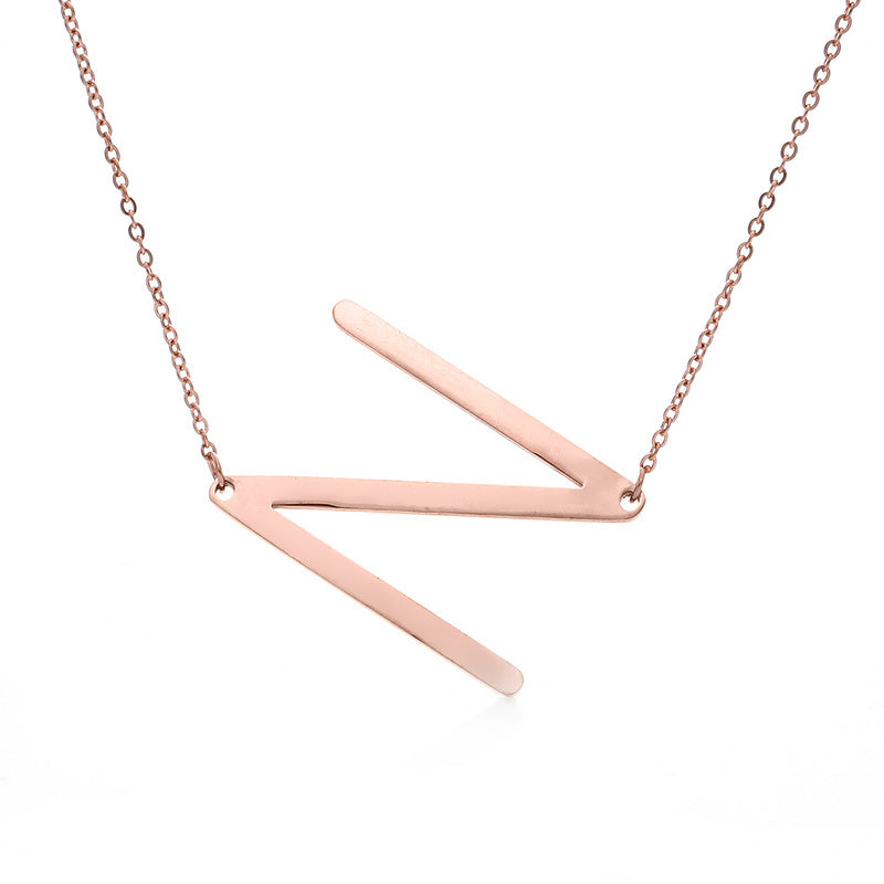 Fabulous Rose Gold Plated Stainless Steel Initial Letter Pendant Necklace – view 67
