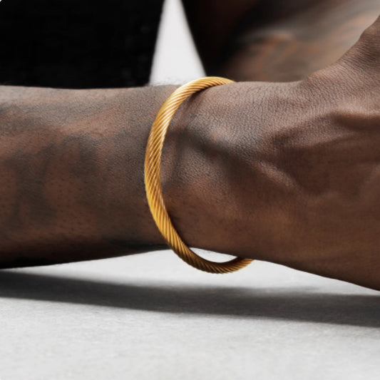 Personalized Titanium Steel Twist 18K Gold Bracelet For Men And Women
