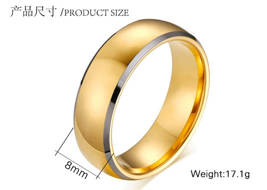 Men's Gold Tungsten Steel Ring