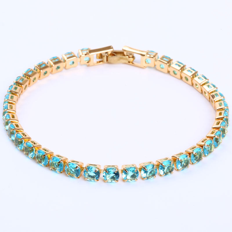Cubic Zirconia Tennis Bracelet – Iced Out Crystal, Gold – view 4