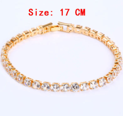Cubic Zirconia Tennis Bracelet – Iced Out Crystal, Gold – view 6