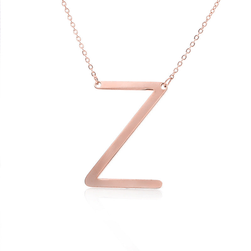 Fabulous Rose Gold Plated Stainless Steel Initial Letter Pendant Necklace – view 34