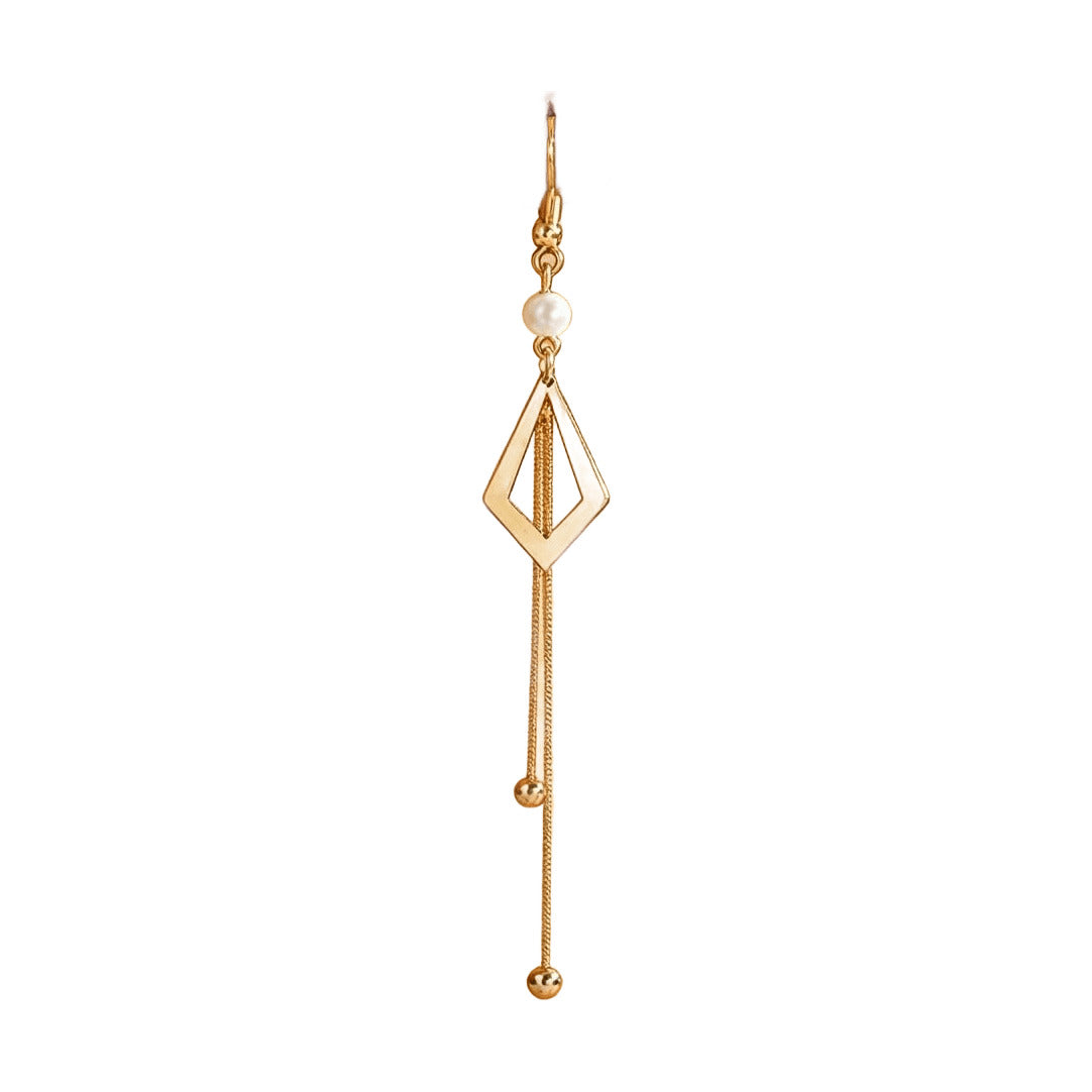 Gold-Tone Diamond-Pattern Tassel Earrings