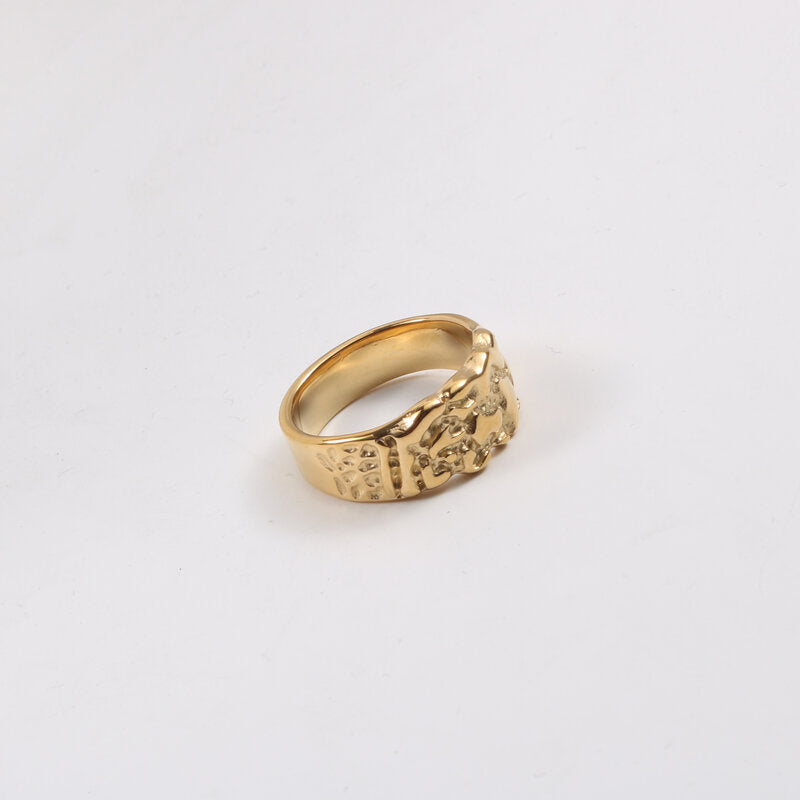 Gold Nugget Ring Titanium Steel Plated 18k Gold – view 2
