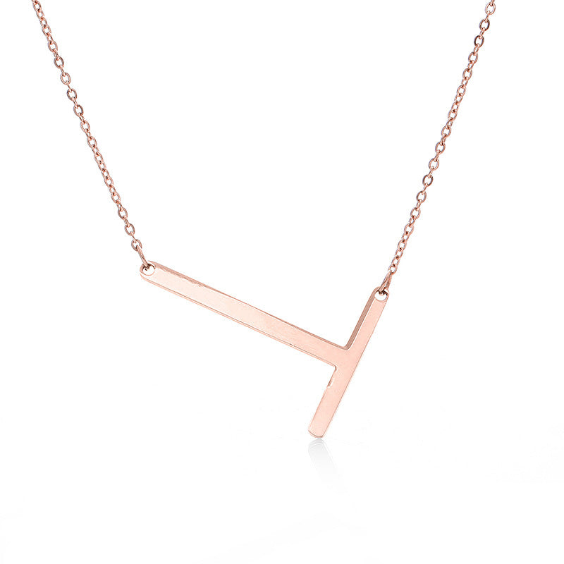 Fabulous Rose Gold Plated Stainless Steel Initial Letter Pendant Necklace – view 77