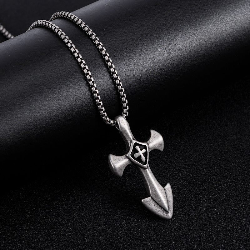 Men's Hip Hop Titanium Steel Dog Tag Stainless Steel Pendant Necklace