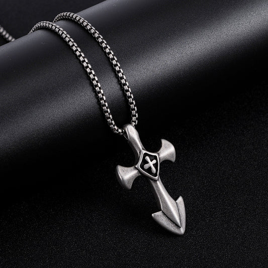 Men's Hip Hop Titanium Steel Dog Tag Stainless Steel Pendant Necklace