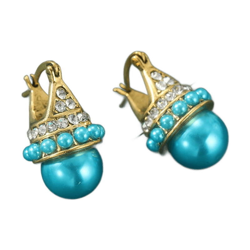 Gold-Tone Faux Pearl Bead Earrings – Copper