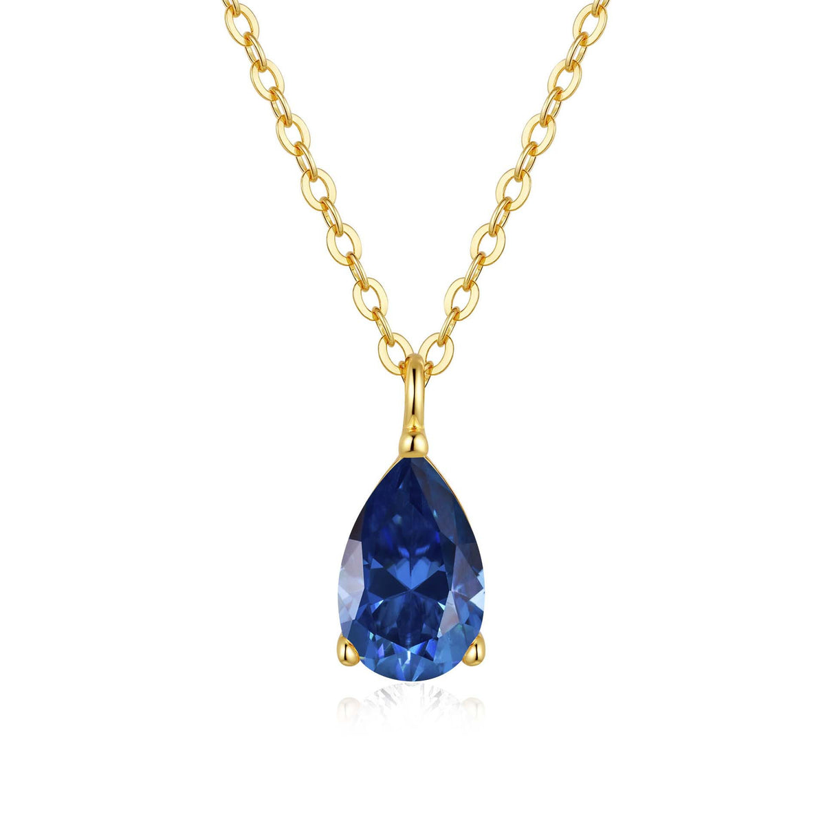 Coloured moissanite waterdrop necklace with gold-plated finish – view 11