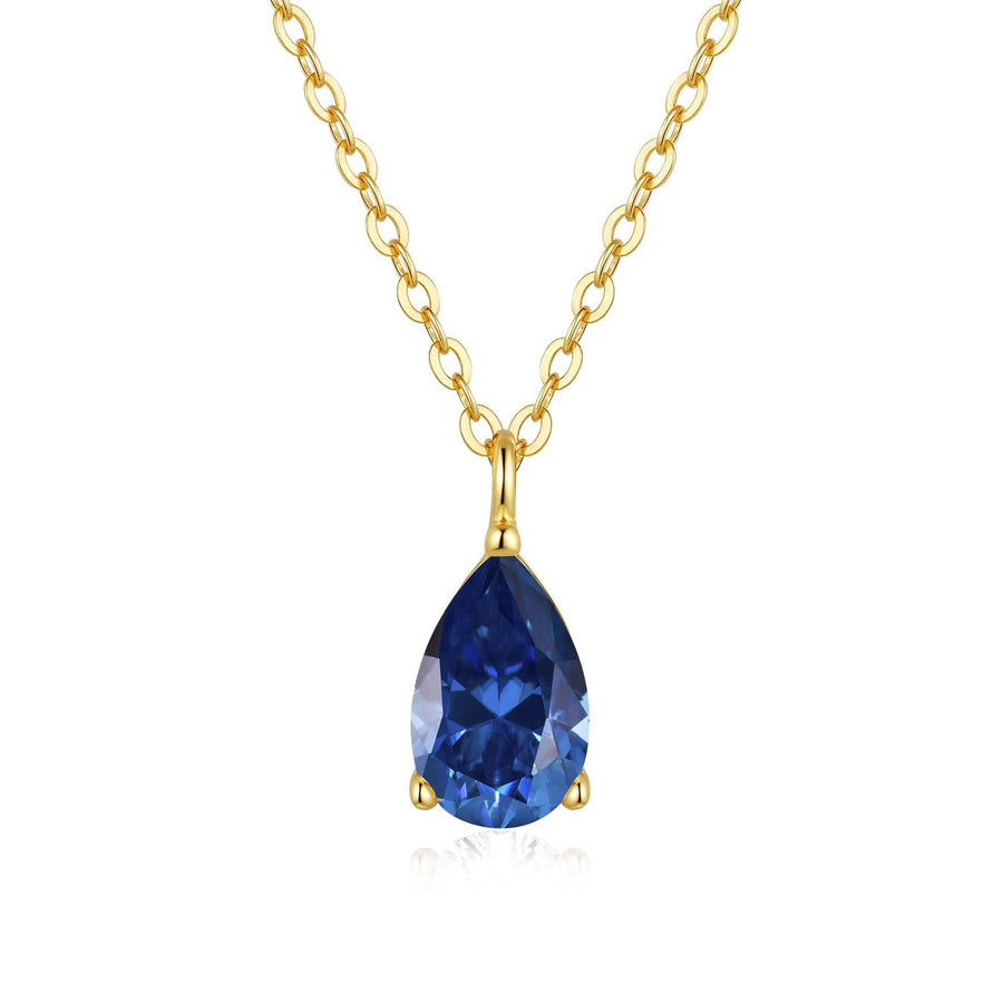 Coloured moissanite waterdrop necklace with gold-plated finish – view 11