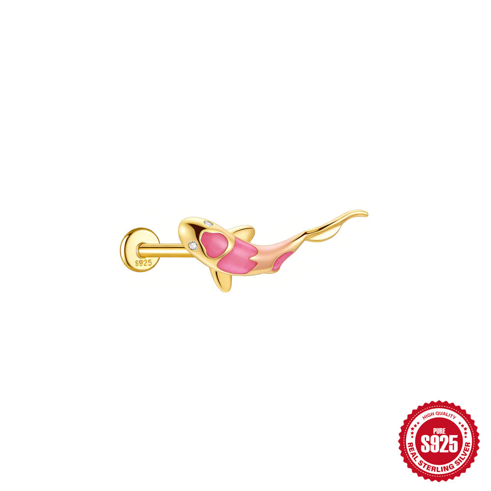 Koi Fish Helix Piercing Stud – S925 Sterling Silver – view 10