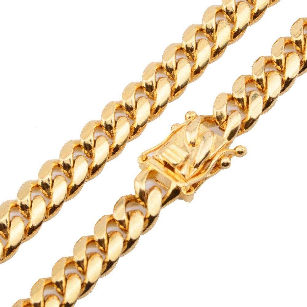 Miami Cuban Link Chain – Gold Stainless Steel – view 6